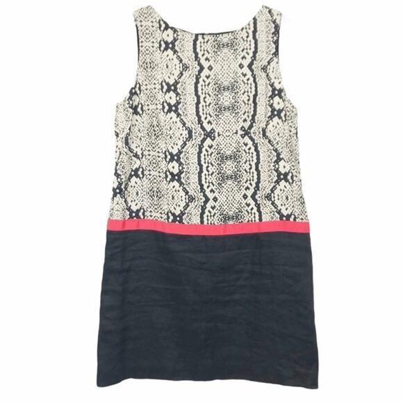 Loft Linen Snake Skin Print Color Block Dress Sz 12P - Picture 1 of 9
